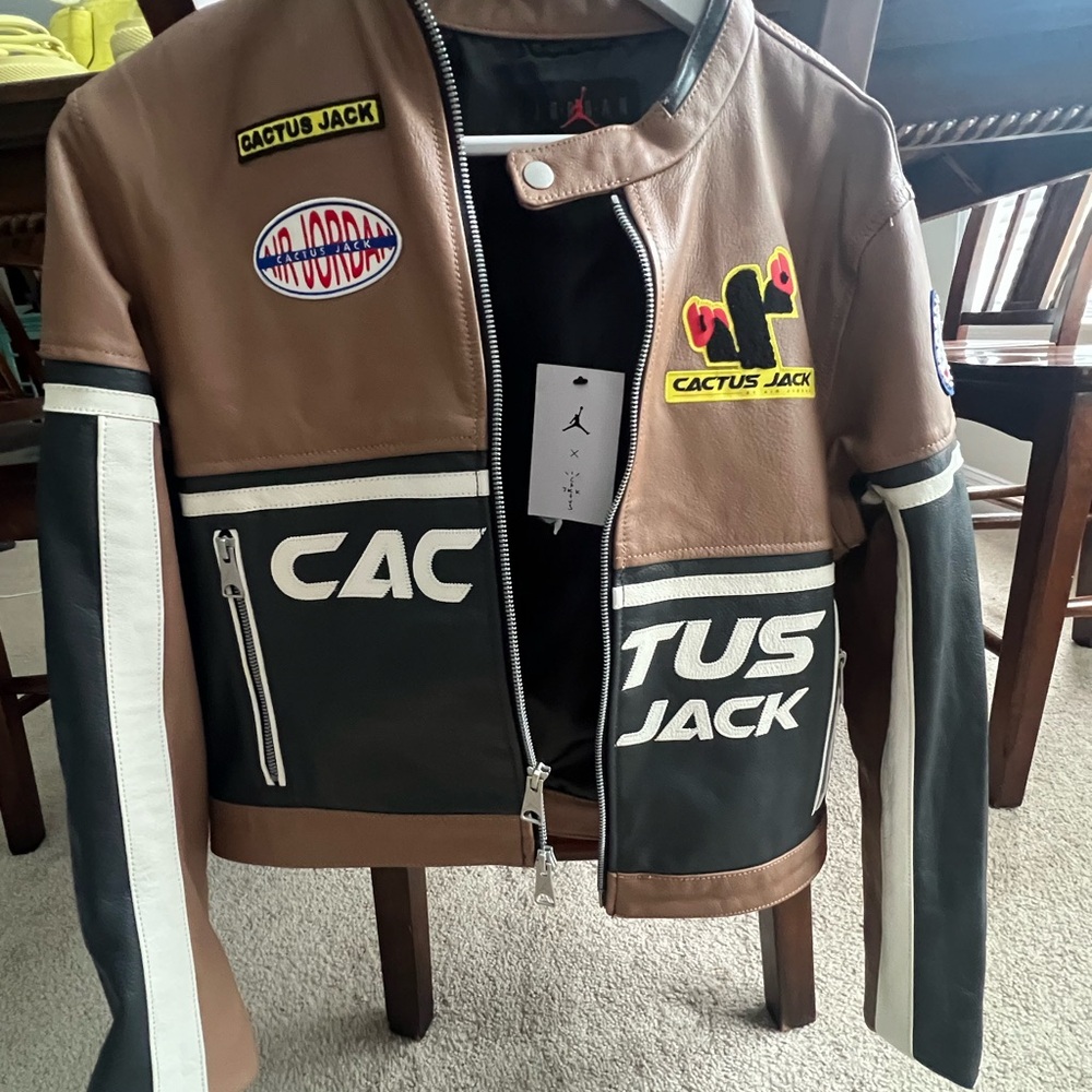 Cactus Jack by Travis Scott Tan and Black Leather Jacket